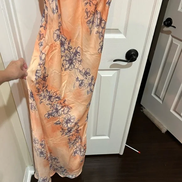 Free People Intimately Cassie Girl Slip Dress Orange & Blue Floral Sz M - Picture 12 of 12